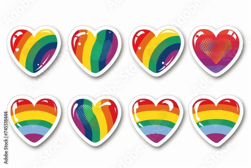 LGBTQ Sticker adoration sticker design. Rainbow gay love motive love party diversity Flag illustration. Colored lgbt parade demonstration acceptance sticker. Gender speech and rights stalls