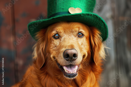 Dog dressed up for St. Patrick's Day