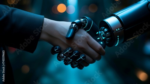 Robot handshake with human, future business partnership concept © AITTHIPHONG