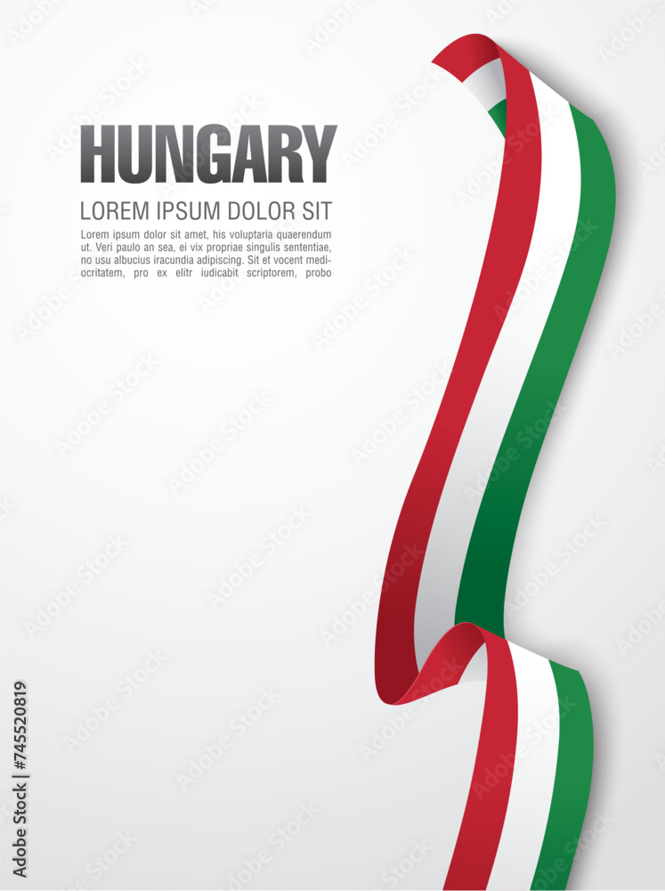 Obraz premium Flag of Hungary, vector illustration, card layout design