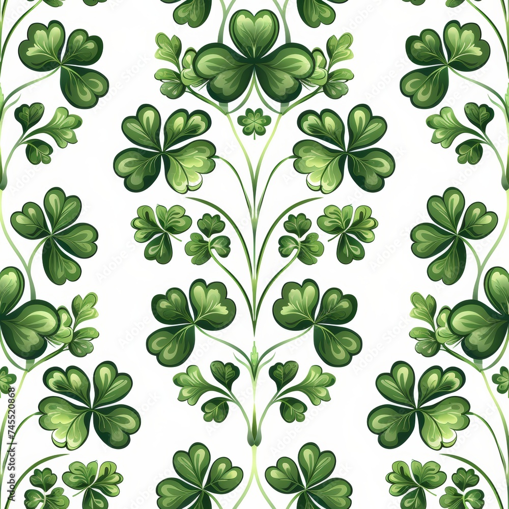 Seamless pattern with clover leaves. St. Patrick's Day background.