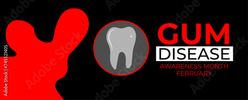 February Gum Disease Awareness Month. vector illustration isolated on white. Diagnosis, prevent, protection, and gingivitis concept design. banner, cover, poster, card, flyer, placard.