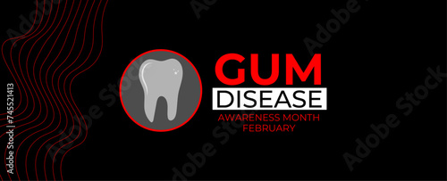 February Gum Disease Awareness Month. vector illustration isolated on white. Diagnosis, prevent, protection, and gingivitis concept design. banner, cover, poster, card, flyer, placard.