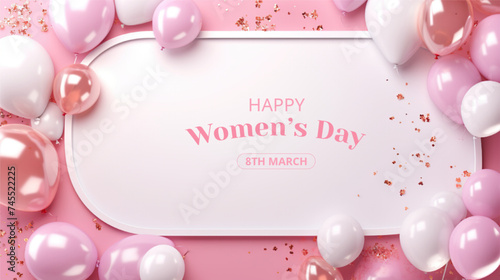 International Women's Day Concept with Balloons On Isolated Background