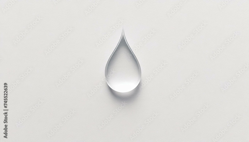 One transparent water drop. White paper background - top view
One transparent water drop. White paper background - top view