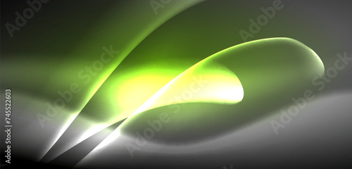 Neon-lit waves surge across background, mesmerizing dance of luminescence and motion. Dynamic backdrop captures essence of energy and modern aesthetics