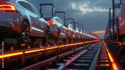 car transport train concept Ready for new cars for export