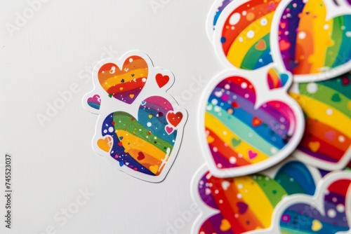 LGBTQ Sticker self evolution design. Rainbow love acceptance motive fluent sticker diversity Flag illustration. Colored lgbt parade demonstration silver green. Gender speech and rights width