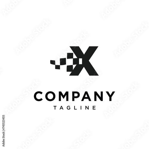 Letter X Race flag logo icon vector template