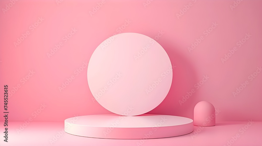 pink round podium on pink background. Copy space, advertising. pink round podium on pink background. Copy space, advertising.