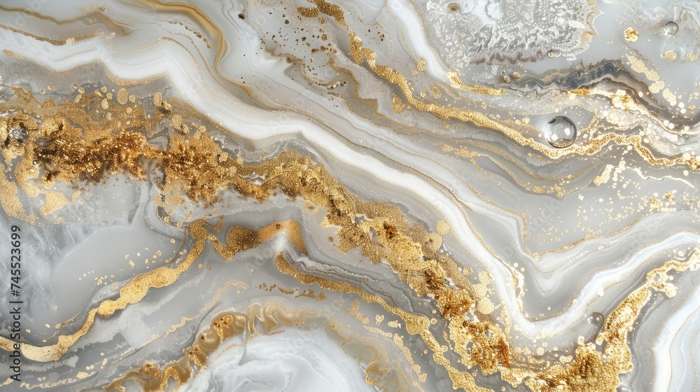 Abstract ocean- ART. Natural Luxury. Style incorporates the swirls of marble or the ripples of agate. Very beautiful white paint with the addition of gold powder - generative ai Abstract ocean- ART. Natural Luxury. Style incorporates the swirls of marble or the ripples of agate. Very beautiful white paint with the addition of gold powder - generative ai