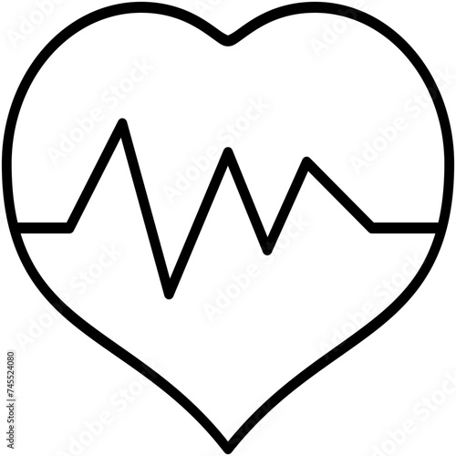 Heartbeat Icon, Patient Cardio Rhythm Symbol Vector Stock Illustration, Line Icon Style Design.