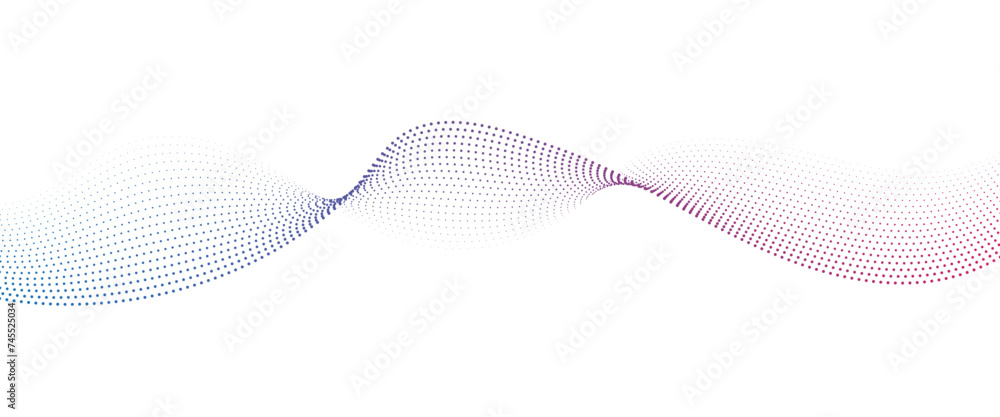 Flowing Dot Wave Pattern Halftone Curve Shape on Transparent Background