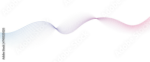 Flowing Dot Wave Pattern Halftone Curve Shape on Transparent Background