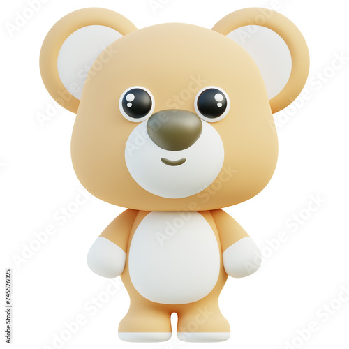 Adorable 3D Bear Character Standing with a Friendly Smile
