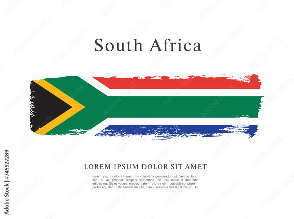 Obraz premium Flag of South Africa, brush stroke background