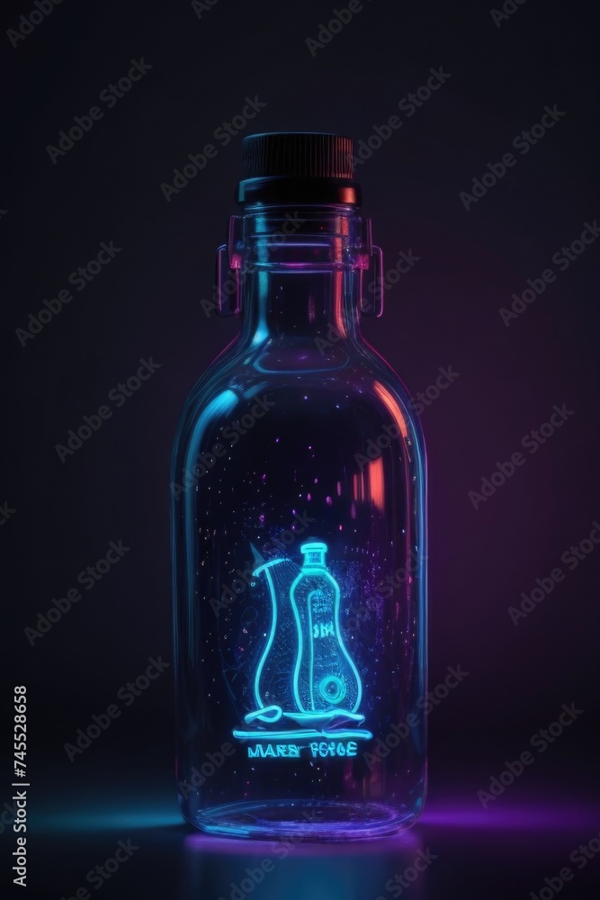 a bottle with a neon in it a bottle with a neon in it
