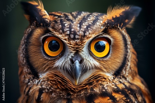 Owl portrait bird. Head wild raptor. Generate Ai © juliars