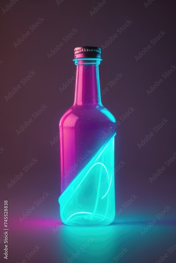 a bottle with a neon in it a bottle with a neon in it
