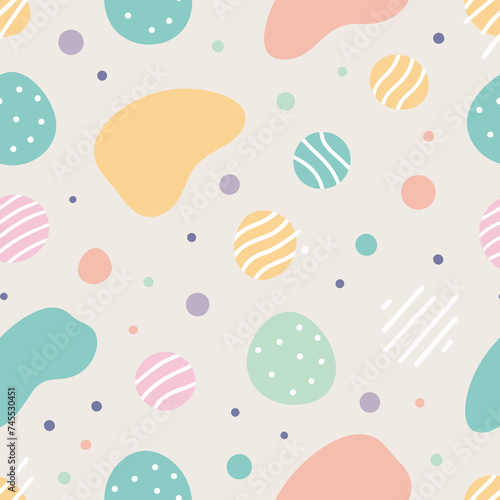 Easter Egg Seamless Pattern with Floral Elements