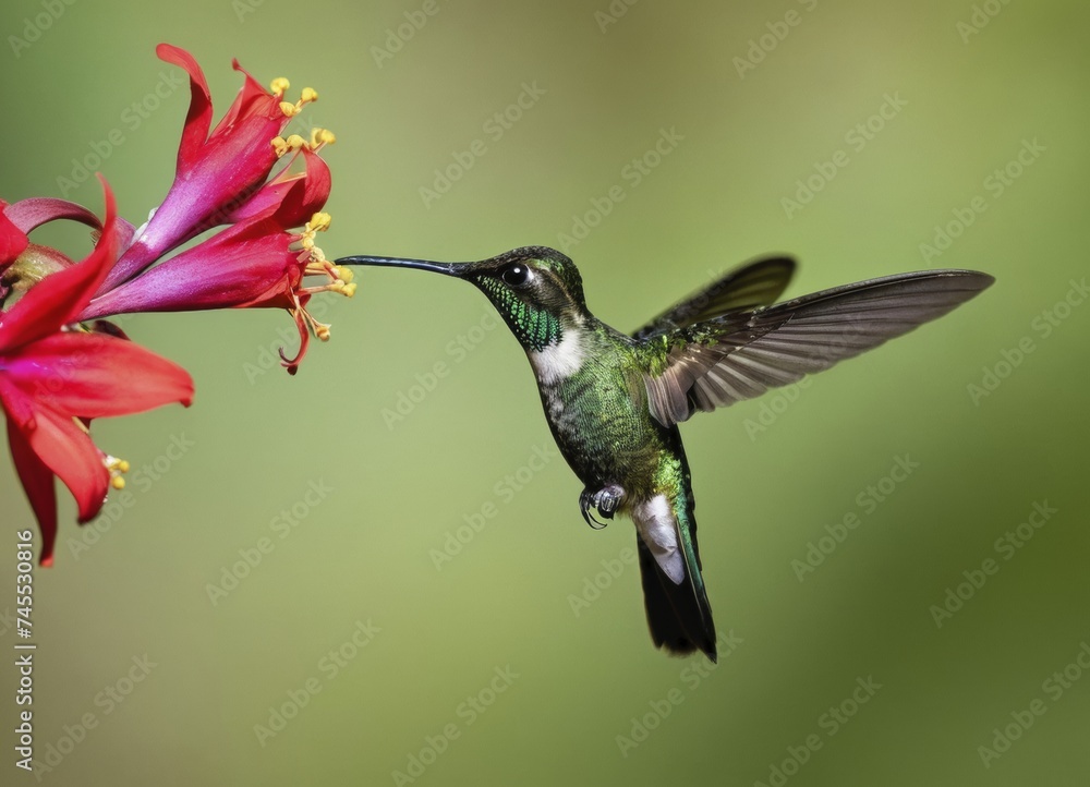 Obraz premium Hummingbird Feeding at Flower