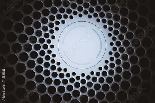 Close up of air purifier with circle in the middle and small holes photo