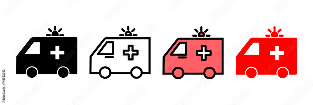 Ambulance icon vector illustration. ambulance truck sign and symbol. ambulance car