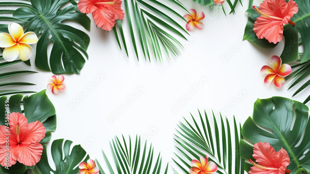 frame of tropical flowers frame of tropical flowers