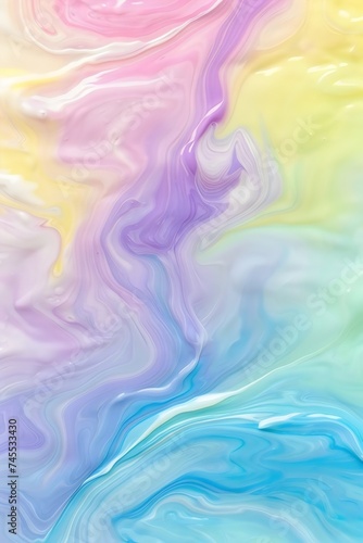Fondo abstracto  colorido de textura liquida de marmol en tonos pastel purpura, amarillo y azul photo
