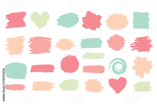 Brush stroke paint, keychain template pastel colors, dynamic shapes vector illustration