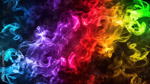 colorful smoke on dark background - generative ai