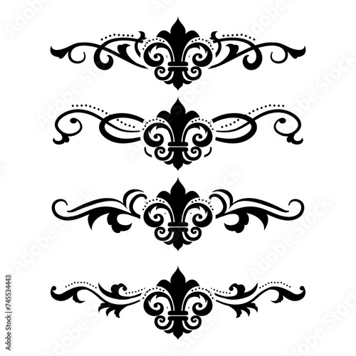 Text separator Baroque decoratice divider book typography ornament design elements vintage dividing shapes Border illustration