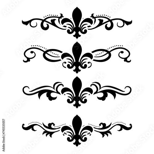 Text separator Baroque decoratice divider book typography ornament design elements vintage dividing shapes Border illustration