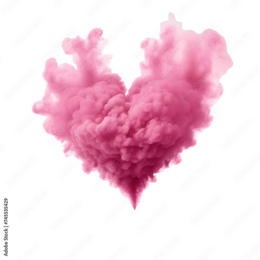 Pink heart shaped smoke isolated on white. Isolated heart shape soft cloud Pink heart shaped smoke isolated on white. Isolated heart shape soft cloud