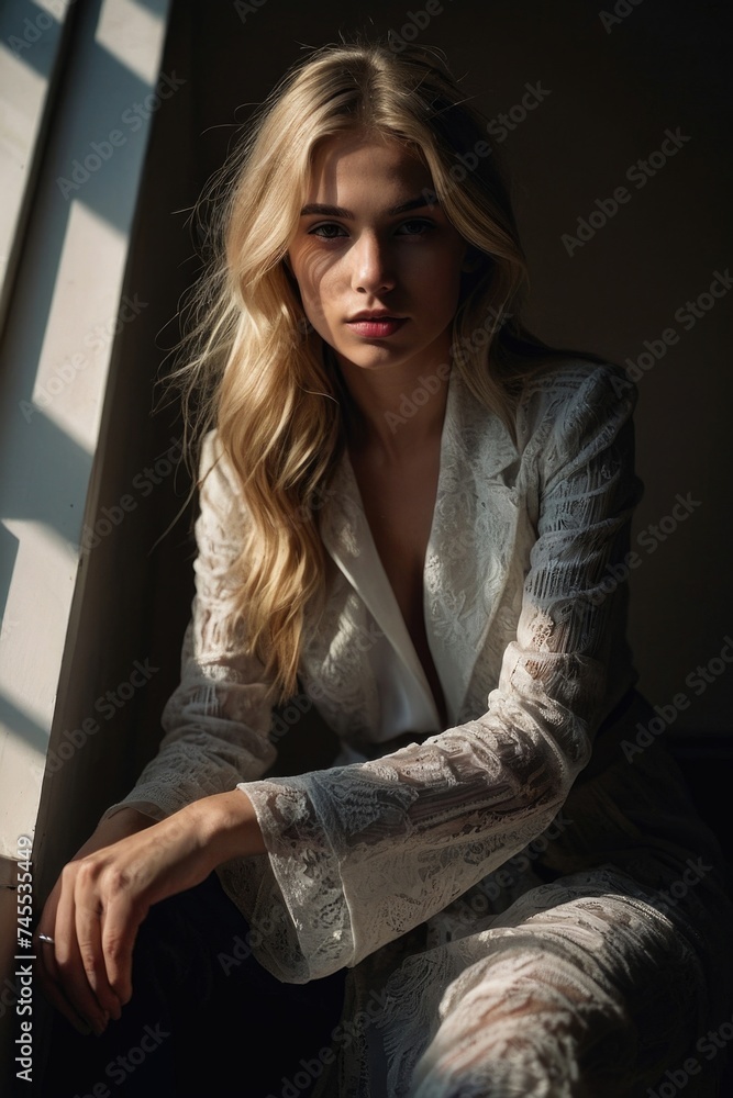 a woman sitting on the steps of a building a woman sitting on the steps of a building