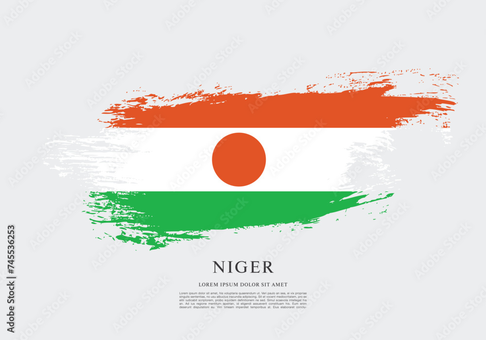 Flag of Niger, brush stroke background Flag of Niger, brush stroke background