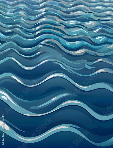 Blue wave, water wave, lines, blue sky background. Vector texture design poster banner abstract blue wallpaper background Generative AI