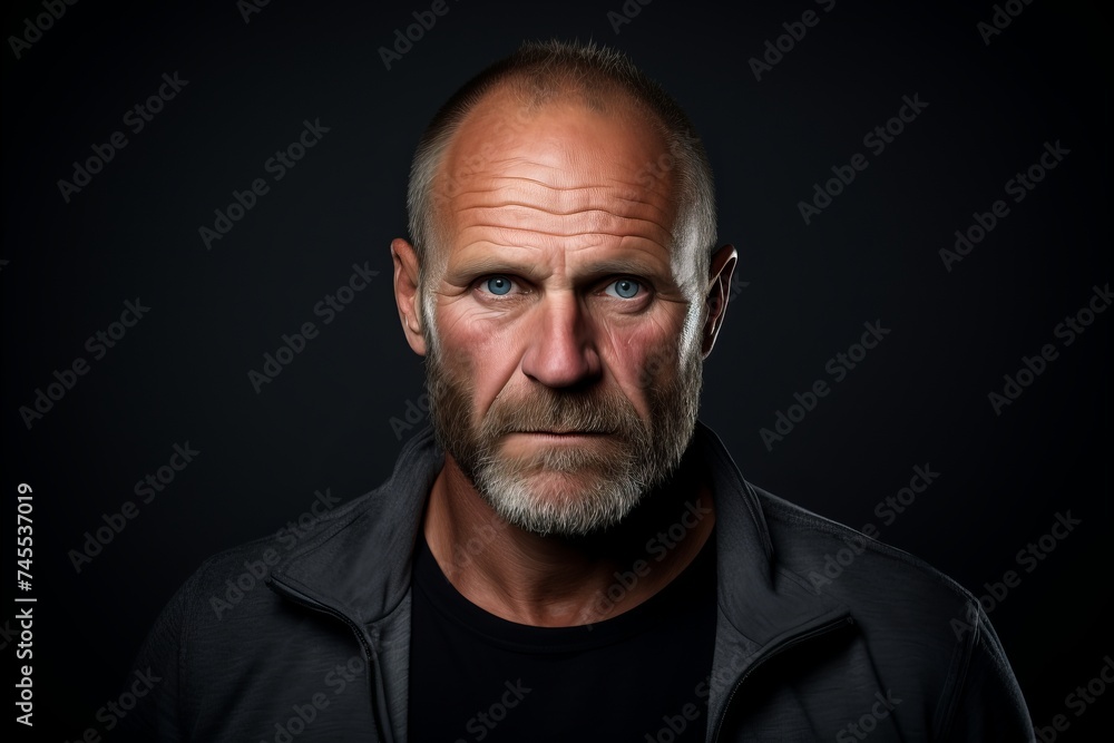 Portrait of an old man with a beard on a dark background. Portrait of an old man with a beard on a dark background.