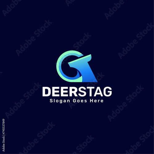 Vector Logo Illustration Deer Gradient Colorful Style
