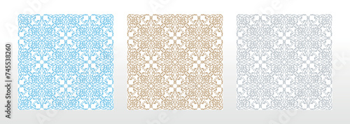 Wallpapers in the style of Baroque. Seamless vector backgrounds. Set of colored floral ornaments. Graphic patterns for fabric, wallpaper, packaging. Ornate Damask flower ornaments
