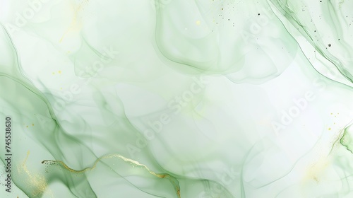Elegant fluid green and gold marble ink texture design for luxurious wedding card, women's day background
