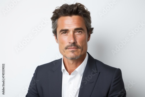 Portrait of a handsome middle aged man in suit looking at camera © Iigo