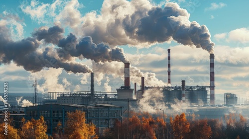 Smoke from factories pollutes cities and communities by releasing industrial pollutants into the atmosphere. Industrial impact on air quality protect the earth on earth day.