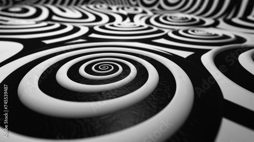 black and white abstract pattern of swirls wallpaper generated by ai 