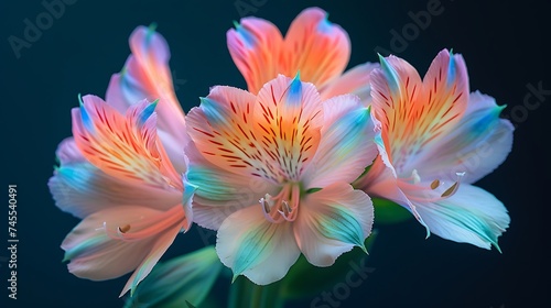 a close up of a bunch of flowers in a vase  magical colorful ai generated.