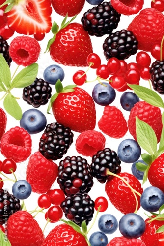 Berry pattern on white background