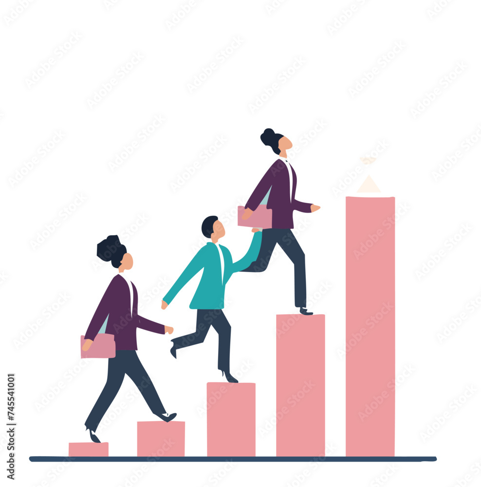 Growth to success, team achievement or teamwork to achieve target, career development or business strategy to win or victory, growing business concept, business people running up graph to trophy. Growth to success, team achievement or teamwork to achieve target, career development or business strategy to win or victory, growing business concept, business people running up graph to trophy.
