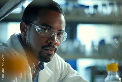 Close-up of a scientist in a lab Emphasizing the importance of research and innovation in medicine and health