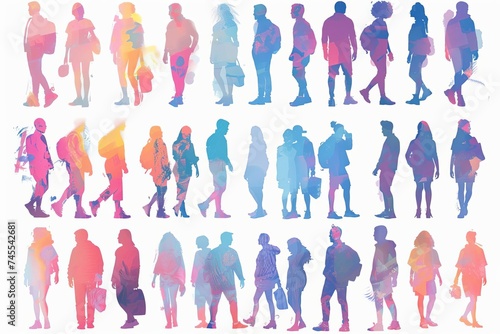 Diverse array of human silhouettes generated by ai Showcasing a wide range of shapes and forms to represent inclusivity and variety
