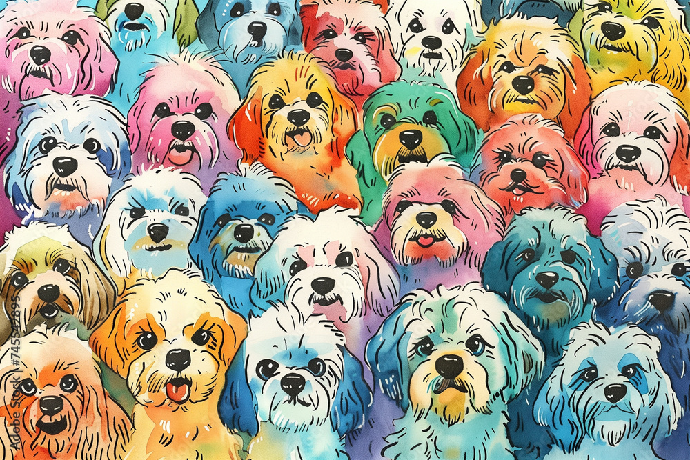 Havanese Dogs Colorful Pattern